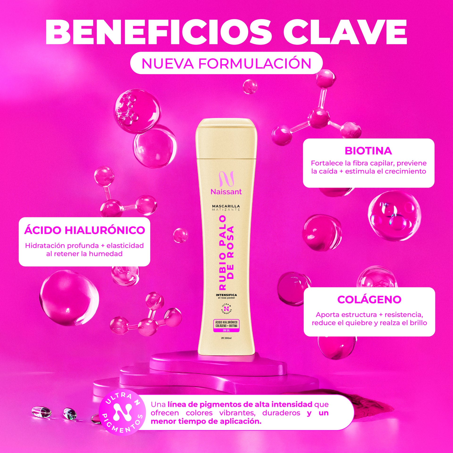 Mascarilla Matizante Naissant Tratamiento X 300 ml Rubio Palo de Rosa
